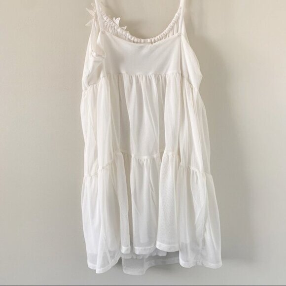 H&M Babydoll Tunic Blouse Mini Dress Ivory Floral Embroidery Y2K 2000s Small - Picture 15 of 16